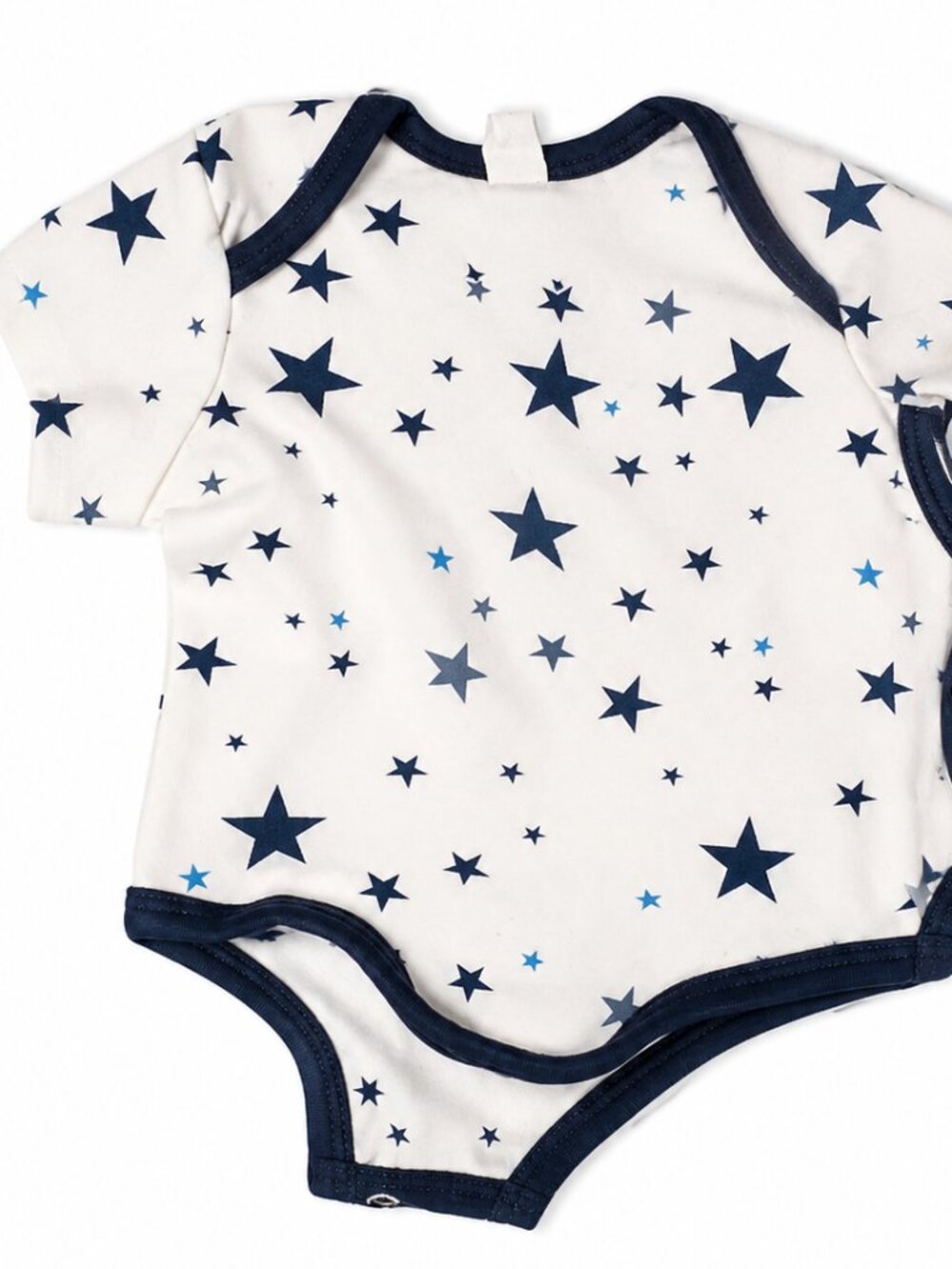 Baby Star Print Short Sleeve Bodysuit | Navy & White